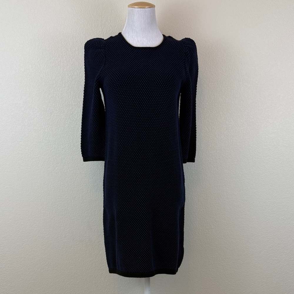 COS Elegant Black and Blue Knit Textured Dress Size Small‎